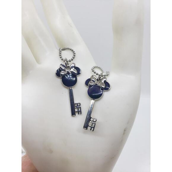 Disney Minnie Mouse BFF Key Pendant Necklaces Set Silver Tone Best Friend Gift - Picture 1 of 6